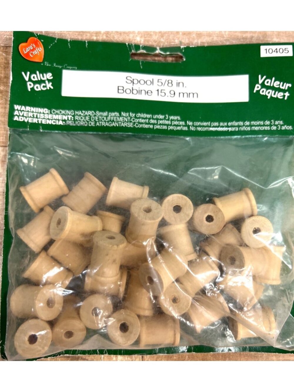 32 Laras Crafts Wooden Spools 5/8 Inch Bobine 15.9mm Value Pack Craft Projects